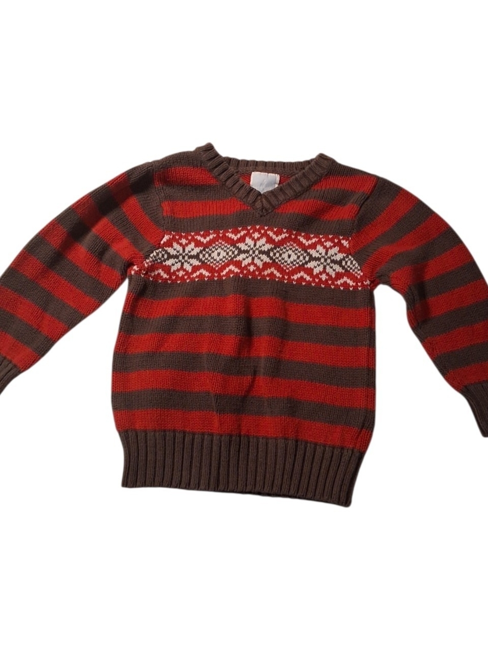 Vintage Old Navy 2T Striped Knit Fair Isle Snowflake Holiday Sweater - PERFECT